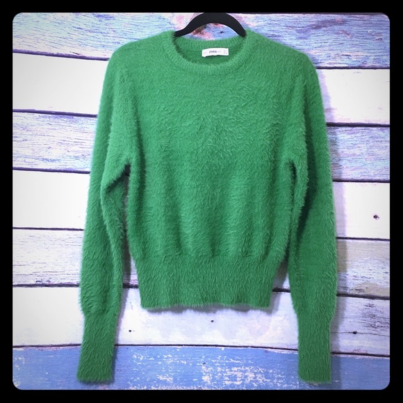 Zara Sweaters - Zara Knit Green Long Sleeve Cropped Sweater Large